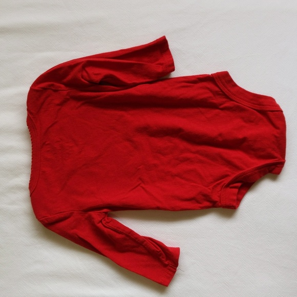 george red santa long sleeve bodysuit diaper shirt 3-6 months baby girl - Picture 5 of 5